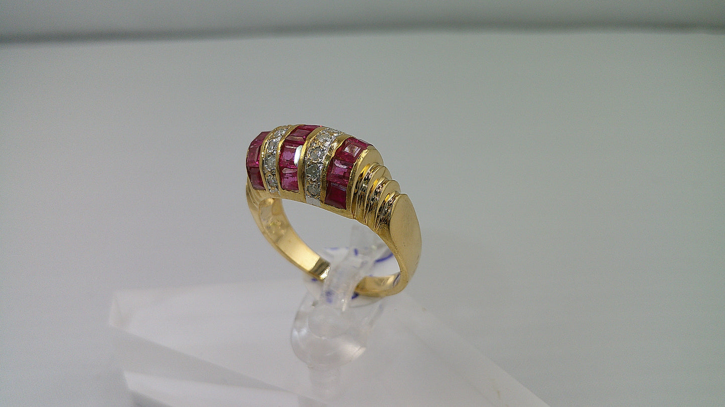 Ruby with small diamonds | 14k gold | size 6.5