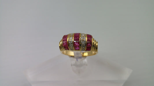 Ruby with small diamonds | 14k gold | size 6.5