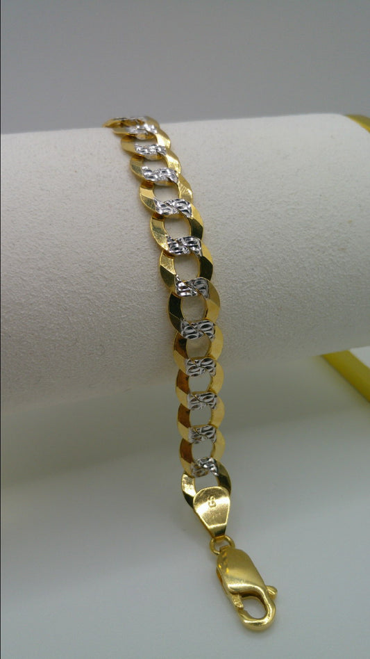 14k gold Pave flat Cuban link bracelet | 8 inches