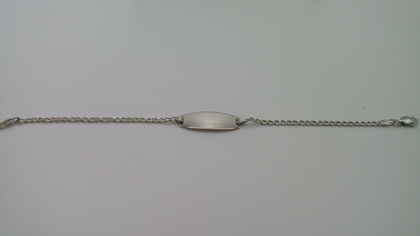 14k white gold baby bracelet | ID bracelet | Flat curb link bracelet