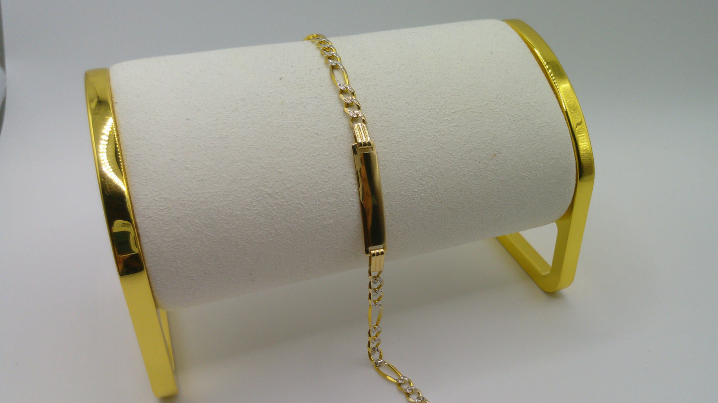 14k gold baby bracelet | ID bracelet | Figaro Pave Link Bracelet