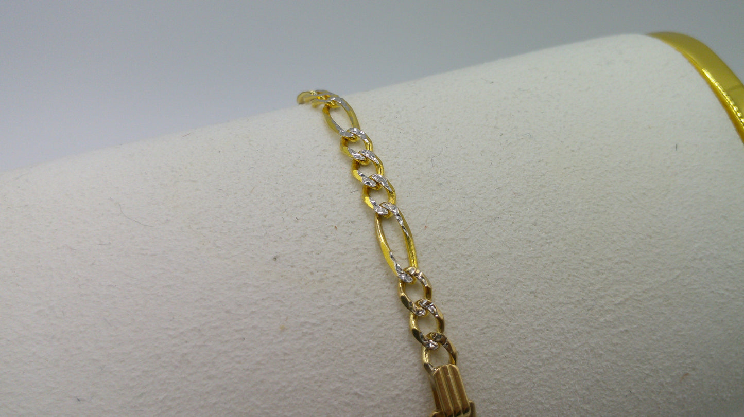 14k gold baby bracelet | ID bracelet | Figaro Pave Link Bracelet