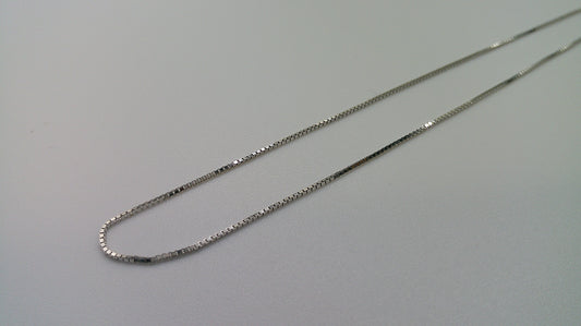 14k white gold chain | thin box chain | 17 inches