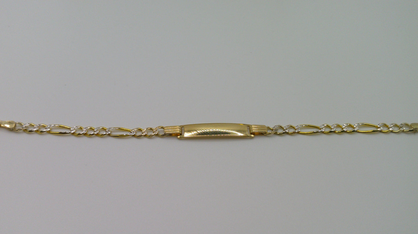 14k gold baby bracelet | ID bracelet | Figaro Pave Link Bracelet