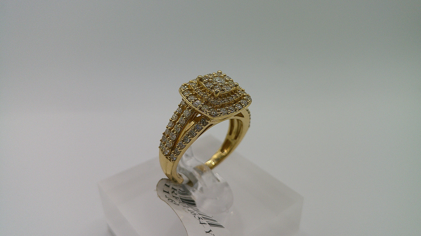 14k gold diamond ring | yellow gold | cluster design | 1.25 ct | size 7