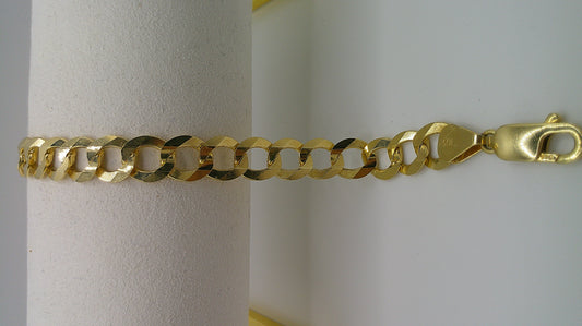 14k yellow gold flat Cuban link bracelet | 8 inches