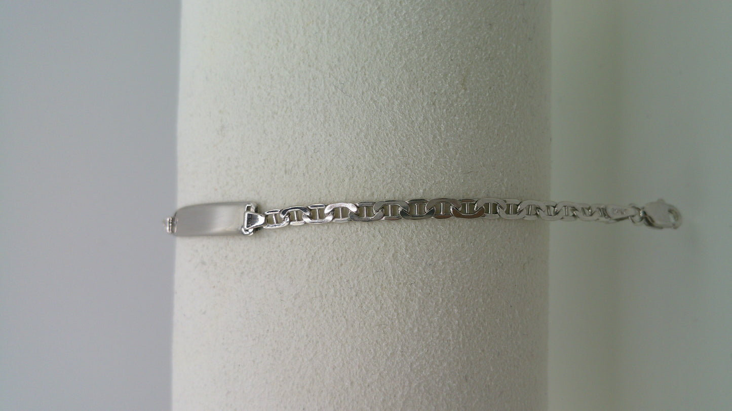 14k white gold baby bracelet | ID bracelet | Anchor link bracelet