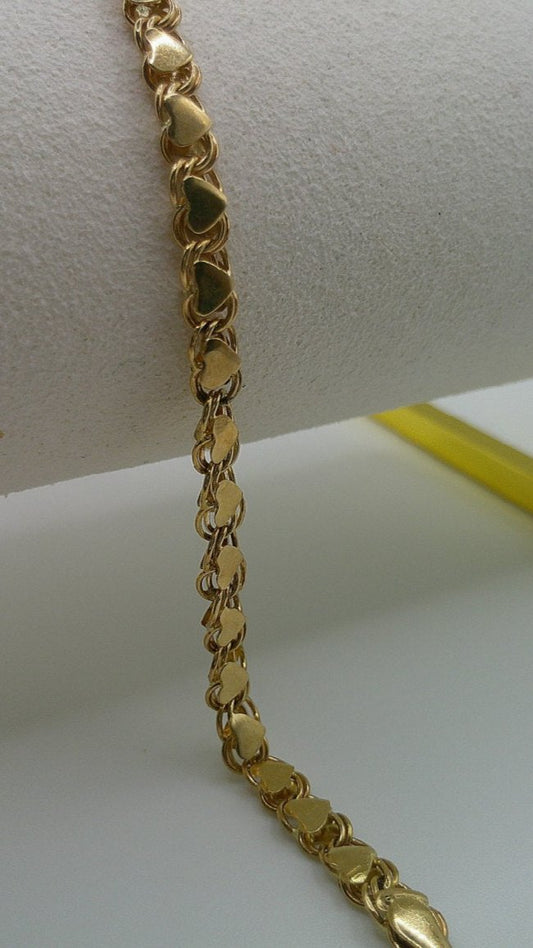 14k gold heart bracelet | 7.5 inches