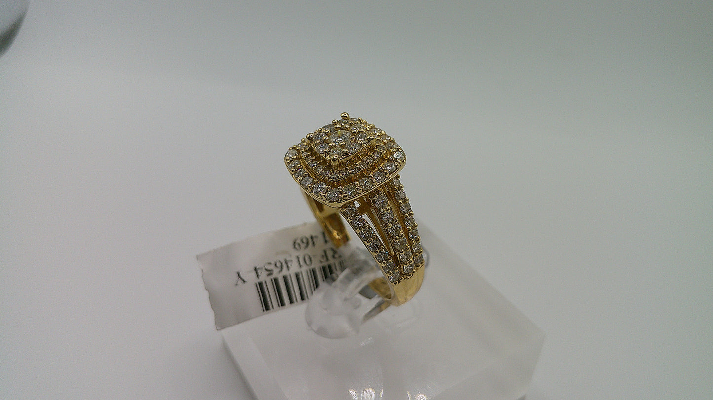 14k gold diamond ring | yellow gold | cluster design | 1.25 ct | size 7