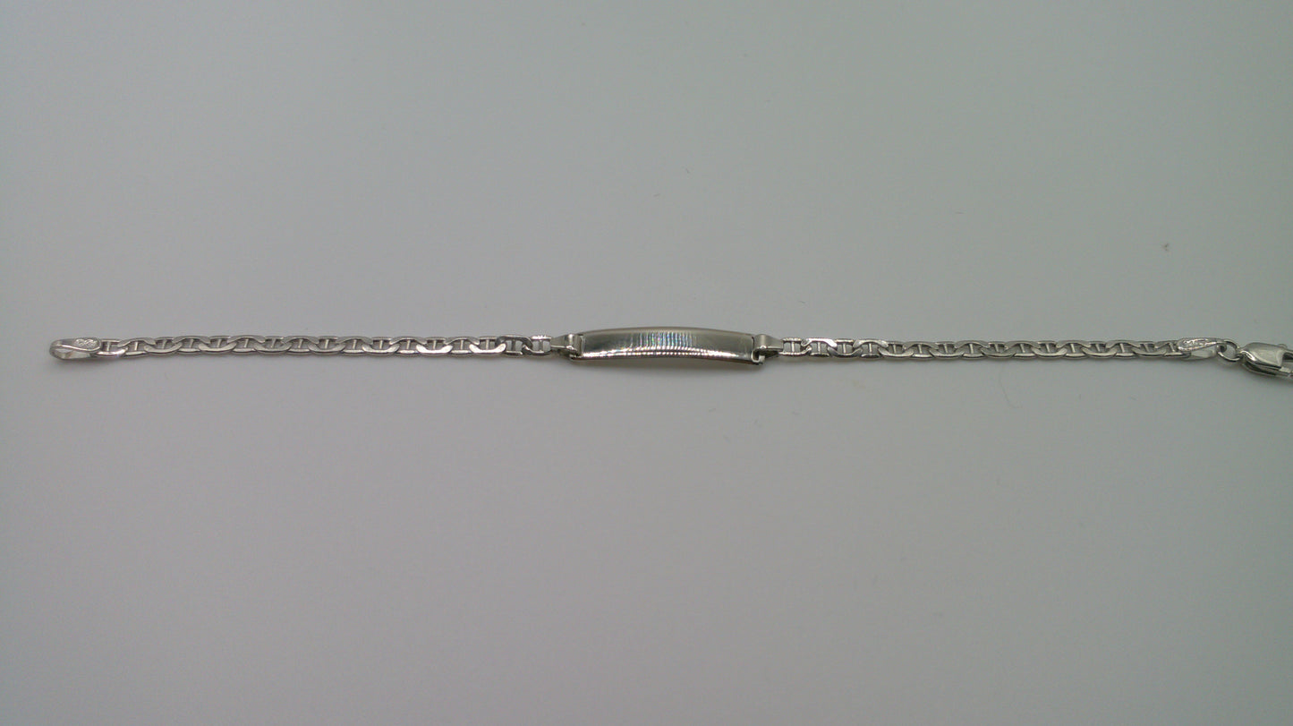 14k white gold baby bracelet | ID bracelet | Anchor link bracelet