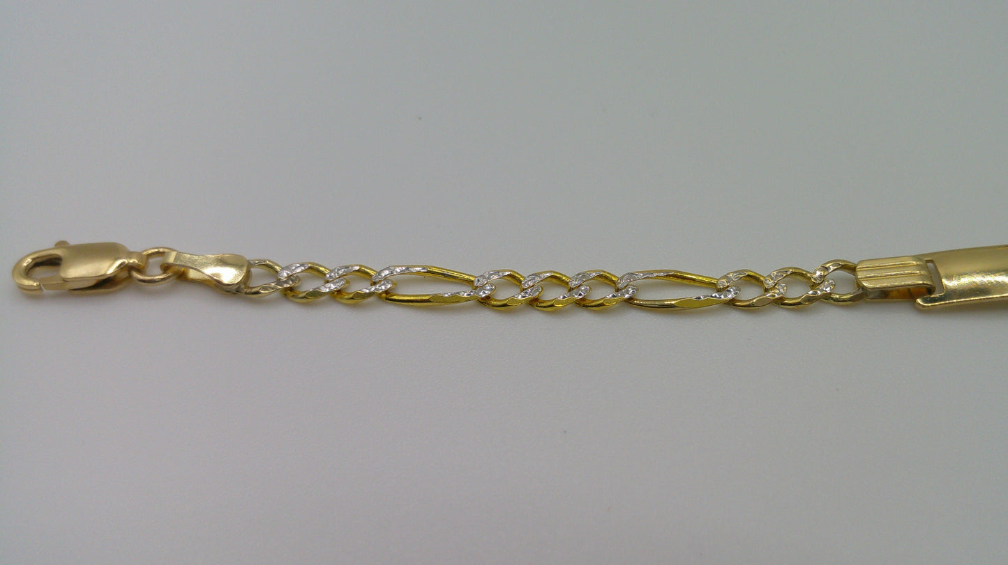 14k gold baby bracelet | ID bracelet | Figaro Pave Link Bracelet