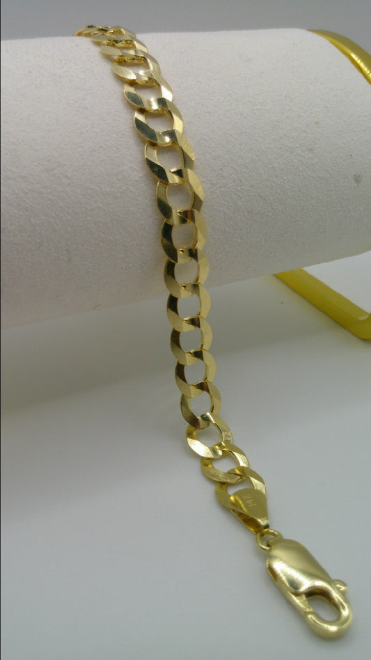 14k gold flat Cuban link bracelet | 8.5 inches