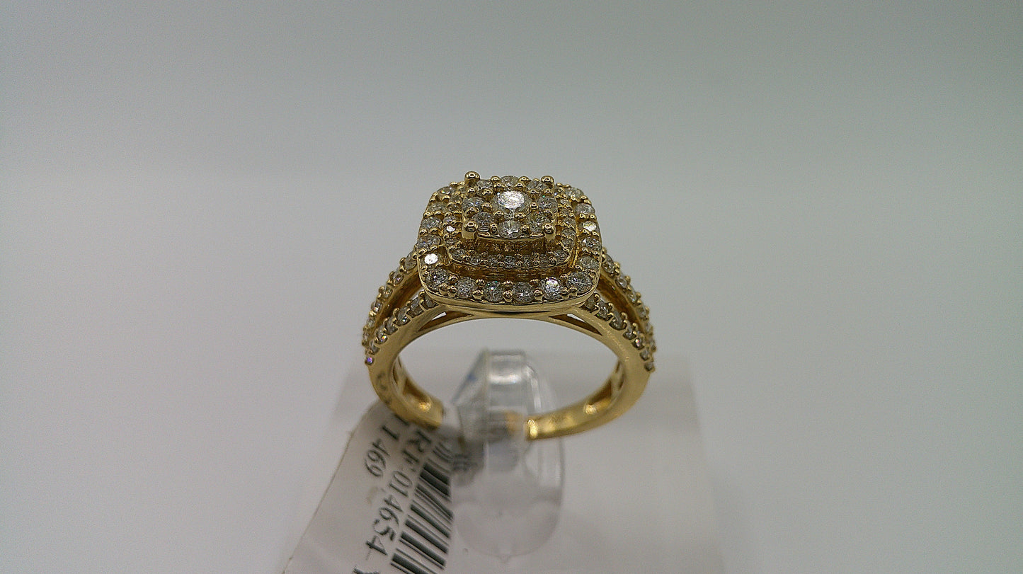 14k gold diamond ring | yellow gold | cluster design | 1.25 ct | size 7