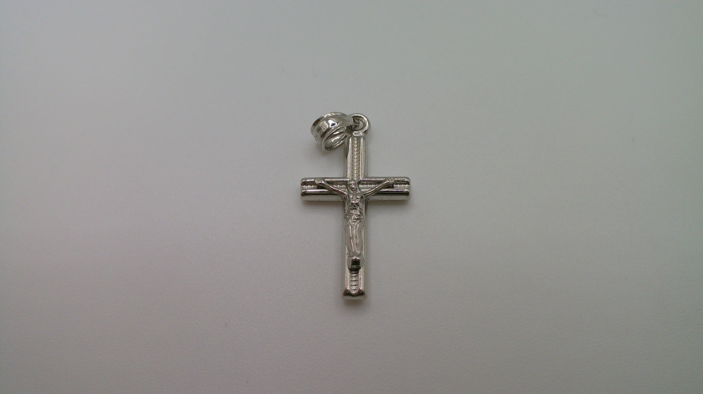 14k white gold cross pendant | crucifix | 0.7g