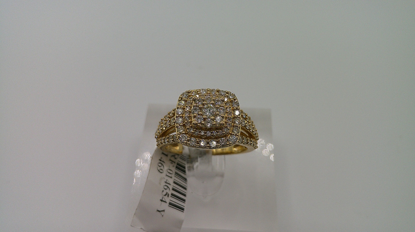 14k gold diamond ring | yellow gold | cluster design | 1.25 ct | size 7