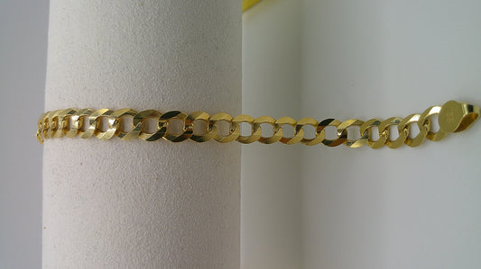 14k yellow gold flat Cuban link bracelet | 8 inches