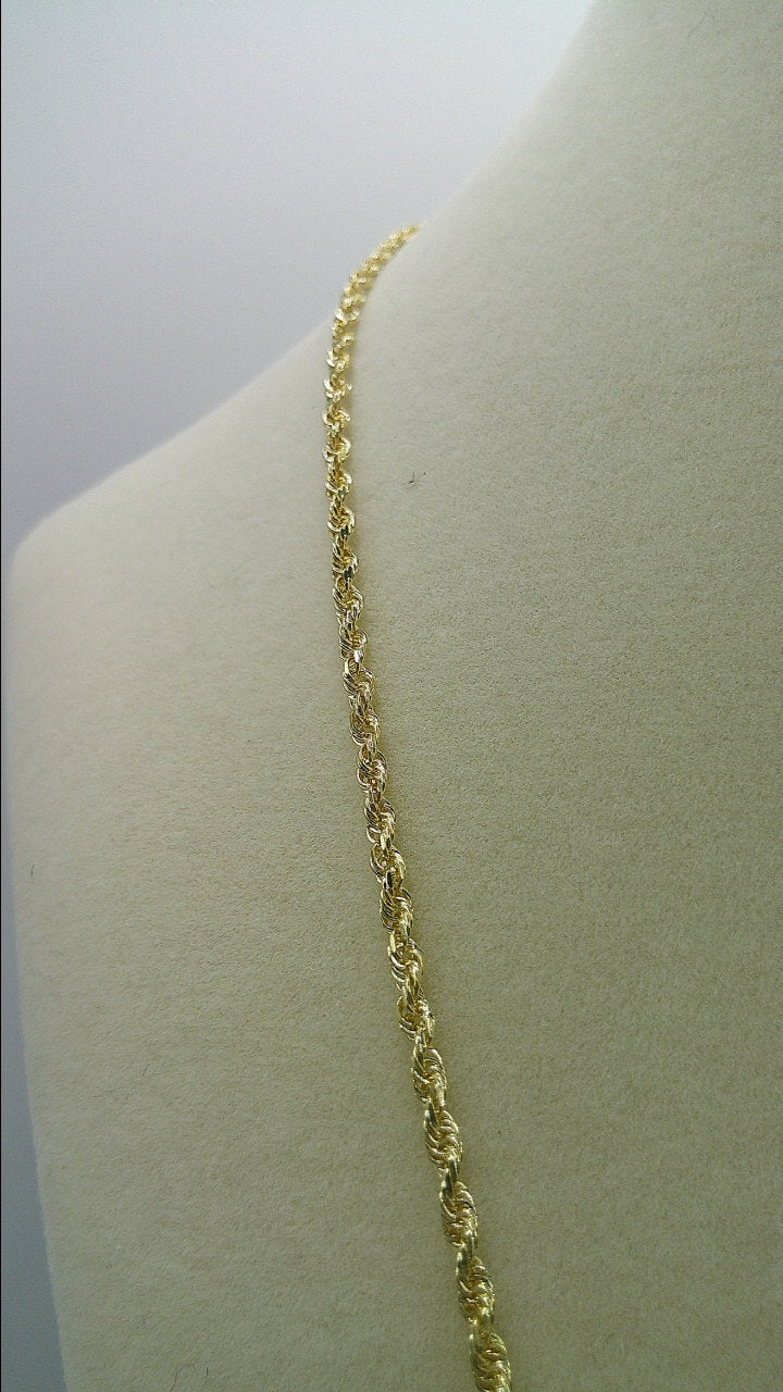 14k gold rope chain with Italian horn pendant | 22 inches