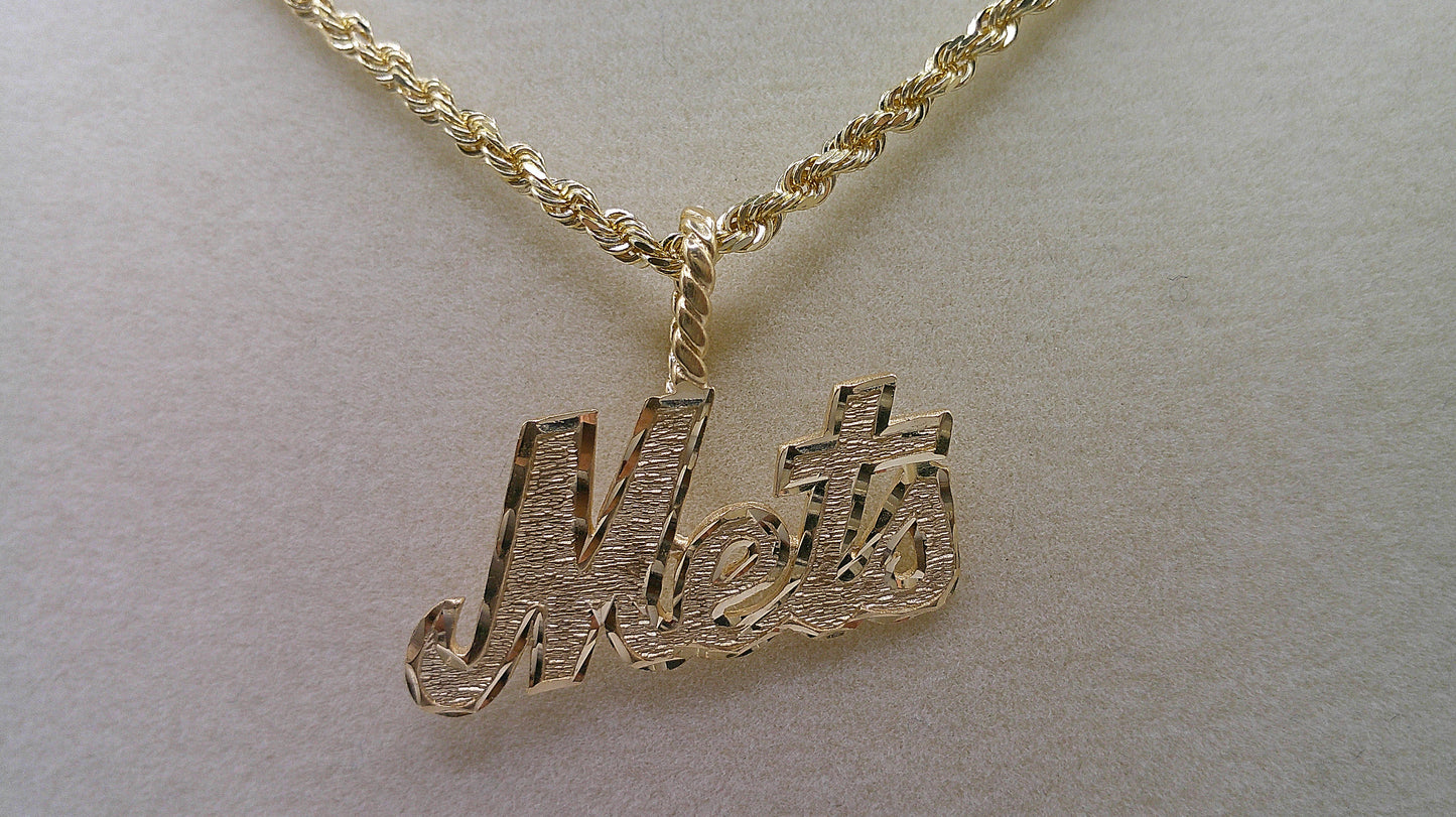 14k gold rope chain with Mets pendant | diamond cut | 24 inches