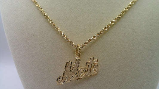 14k gold rope chain with Mets pendant | diamond cut | 24 inches