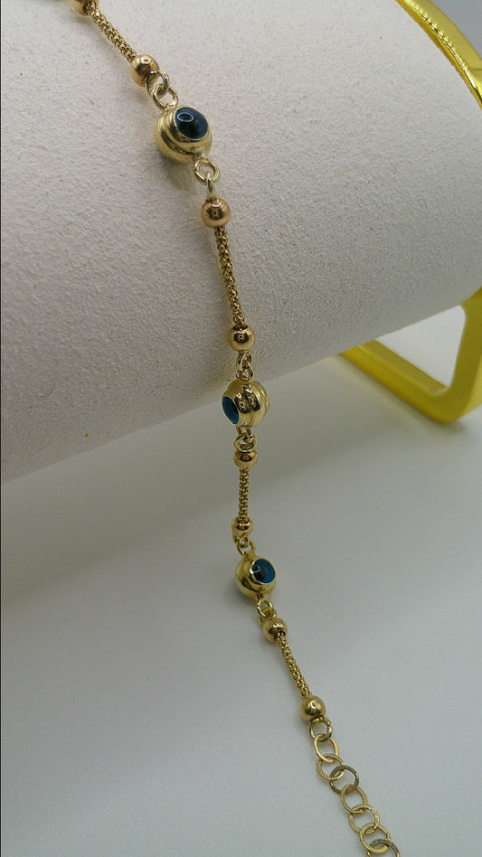 14k gold evil eye bracelet | 7.5 inches