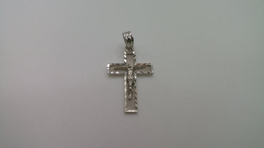 14k white gold cross pendant | crucifix | 0.6g