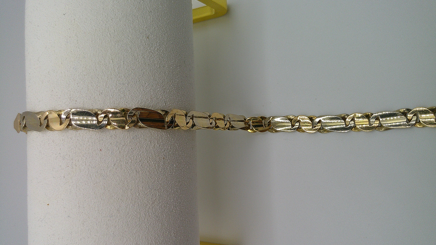 14k two-toned gold link bracelet | white gold, yellow gold | 7.75 inches