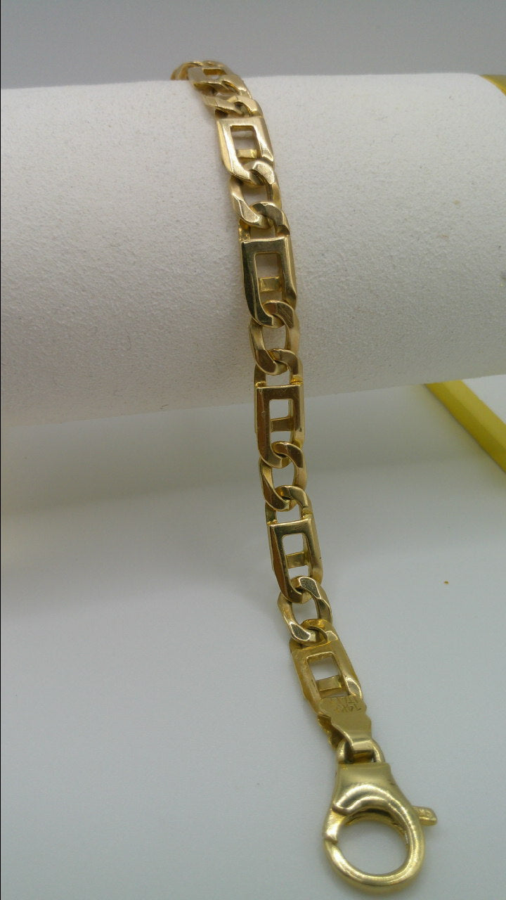 14k gold fancy link bracelet | 8mm | 8 inches