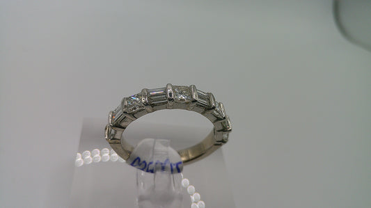 14k gold diamond ring | white gold | baguette with princess cut diamond design | 1.5 ct | size 7.5