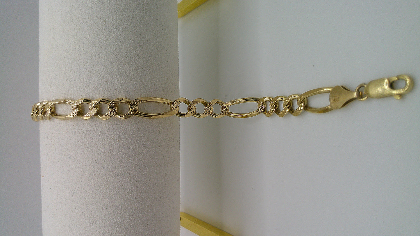 14k yellow gold Pave Figaro link bracelet | 8.5 inches