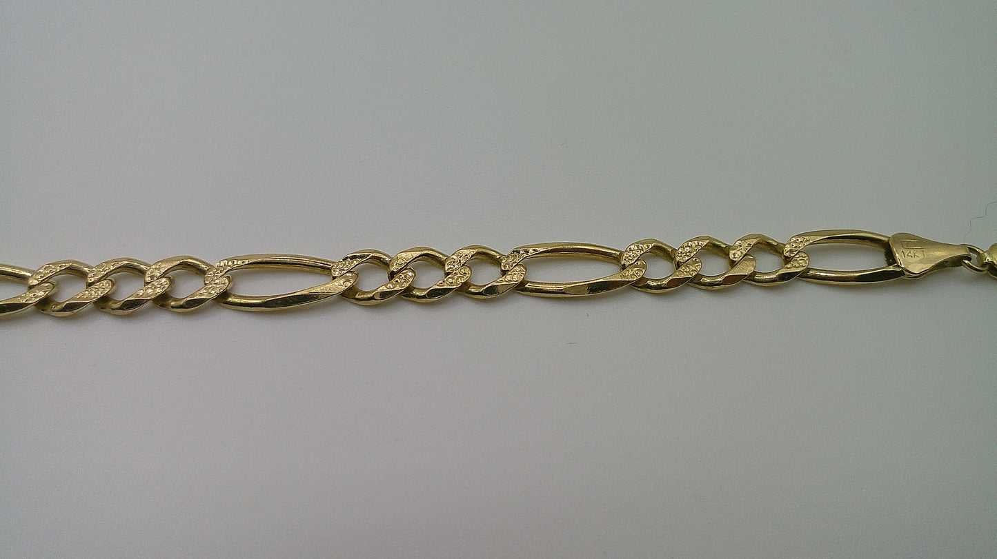 14k yellow gold Pave Figaro link bracelet | 8.5 inches