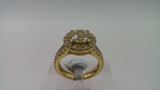 14k gold diamond ring | cluster diamond | yellow gold | 1.86 ct | size 7