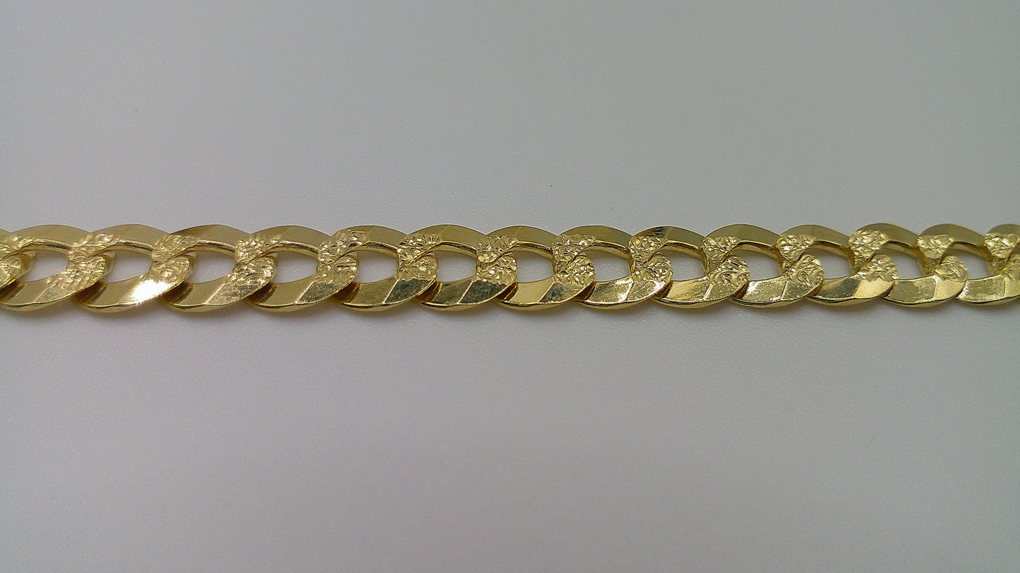 14k yellow gold Pave flat Cuban link bracelet | 8 inches