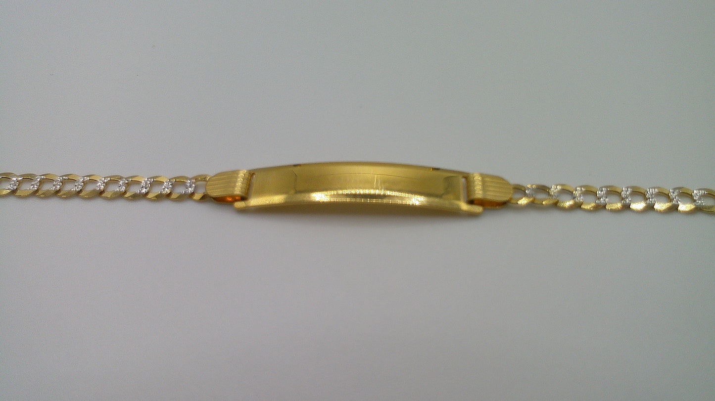 14k yellow gold pave Cuban link ID bracelet | 6 inches