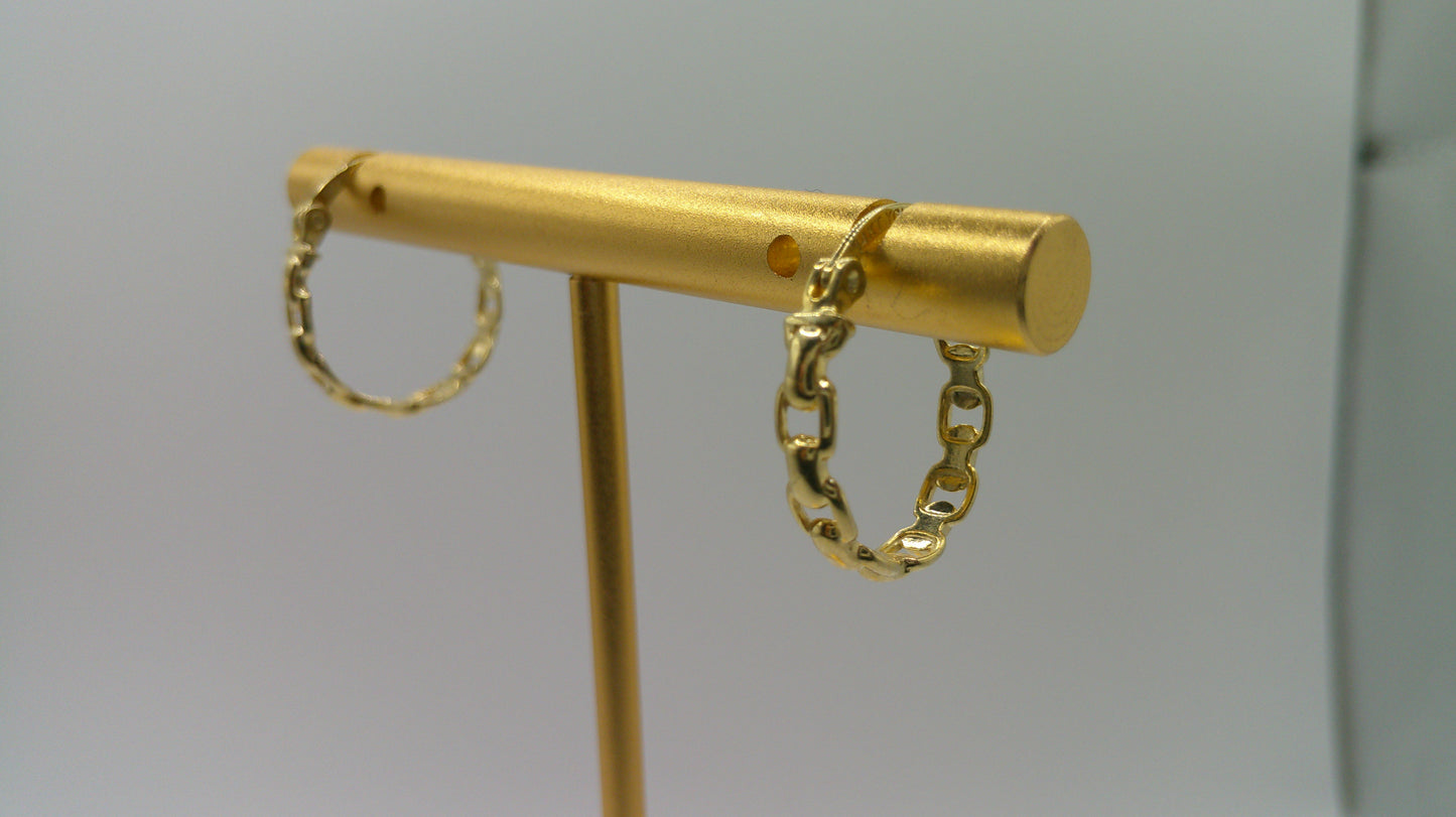 14k yellow gold | hollow fancy hoop | 0.5 inch wide