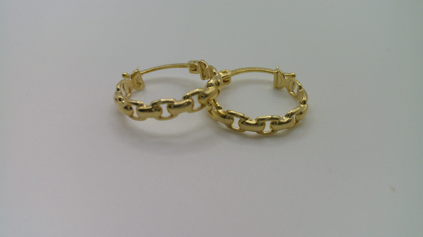 14k yellow gold | hollow fancy hoop | 0.5 inch wide