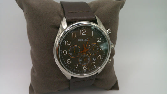 Bulova Watch | Stainless steel | Brown face | Genuine brown leather