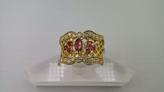 14k gold ring with diamonds and rubies | .40 carat | size 8.75