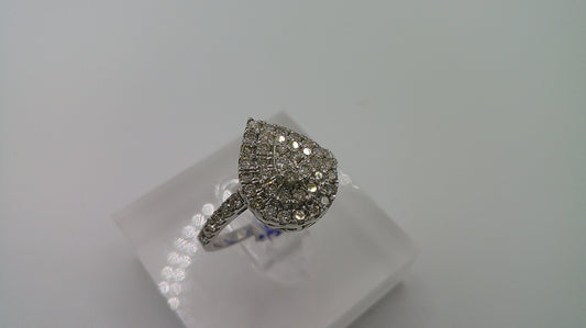 14k gold diamond ring | white gold | 1.32ct | size 7.25 | cluster design