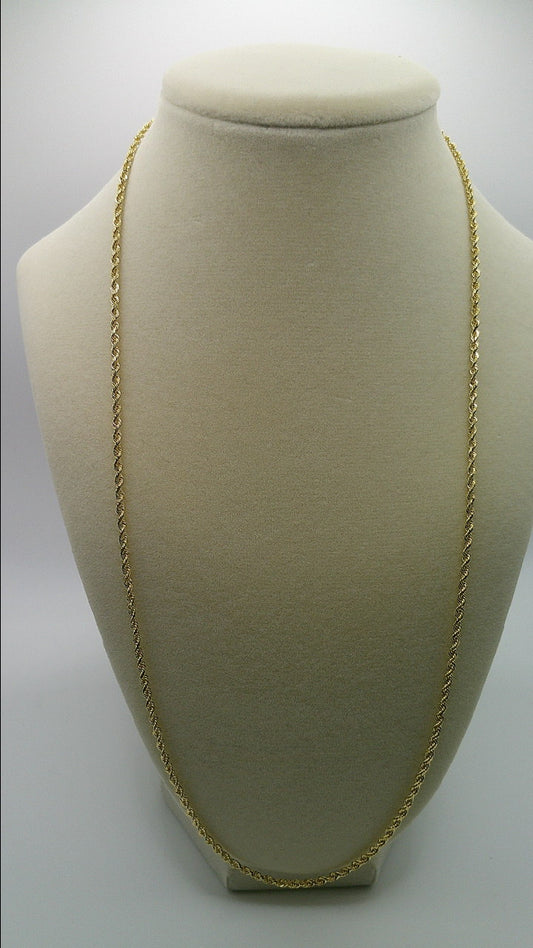 solid rope chain | diamond cut | 14k gold | 24 inches length