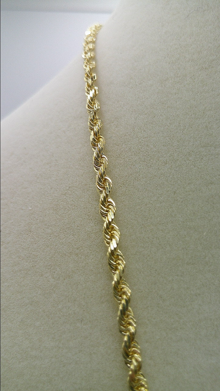 solid rope chain | diamond cut | 14k gold | 24 inches length