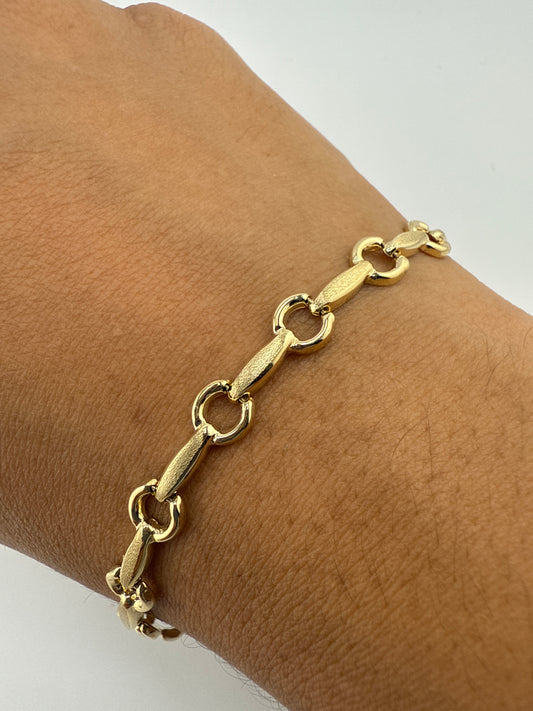 14k yellow gold open link bracelet | 7 inches