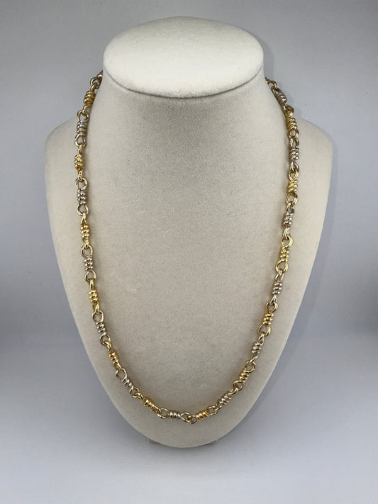 14k Two-toned Hand-Polished Link 21inches