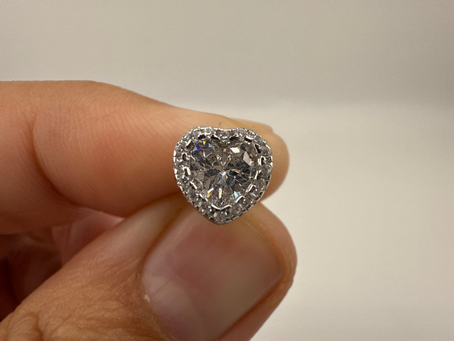 Sterling Silver Zirconia Heart Stud Earrings