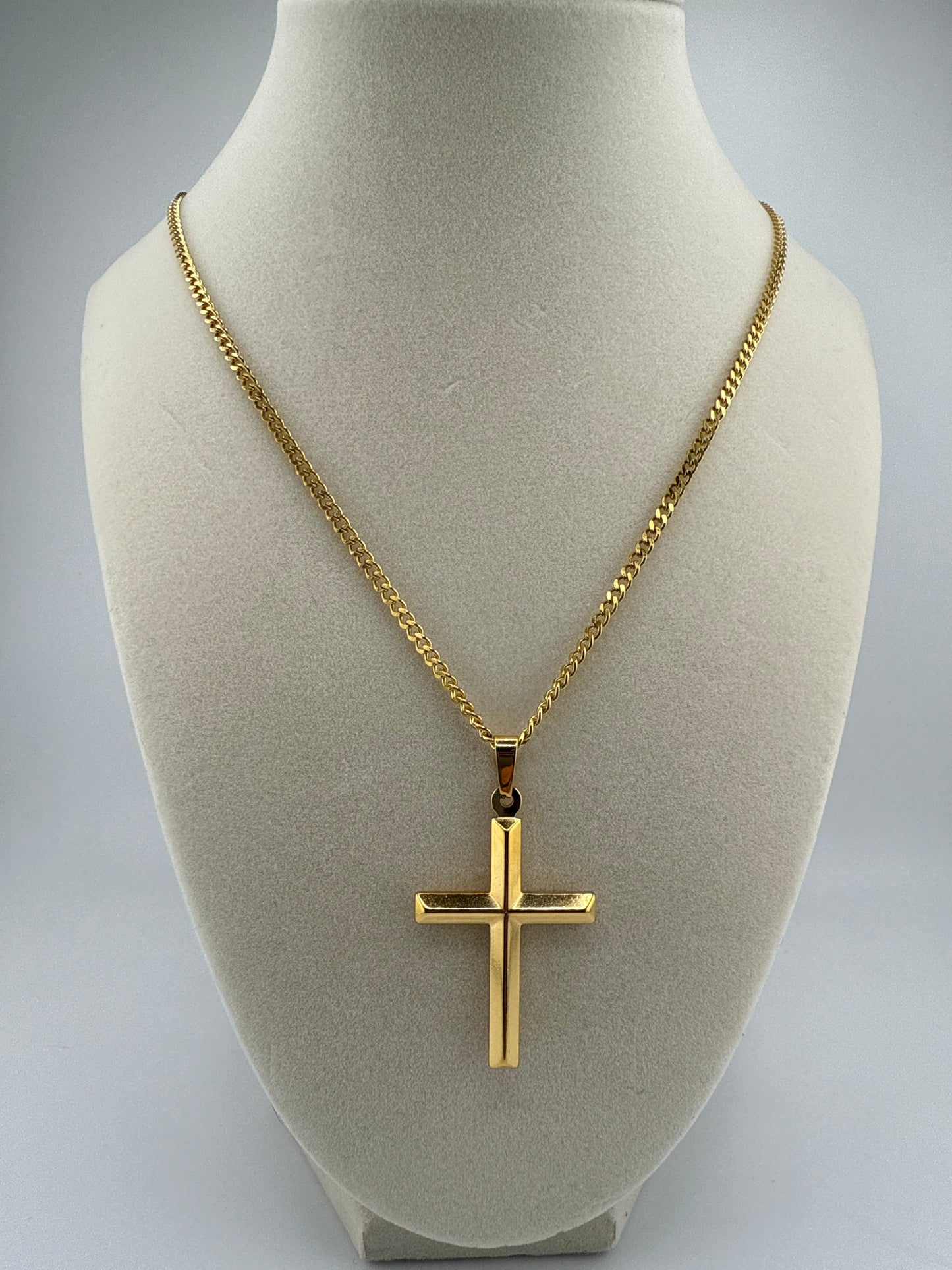 Stainless Steel Gold Plated Cross Necklace