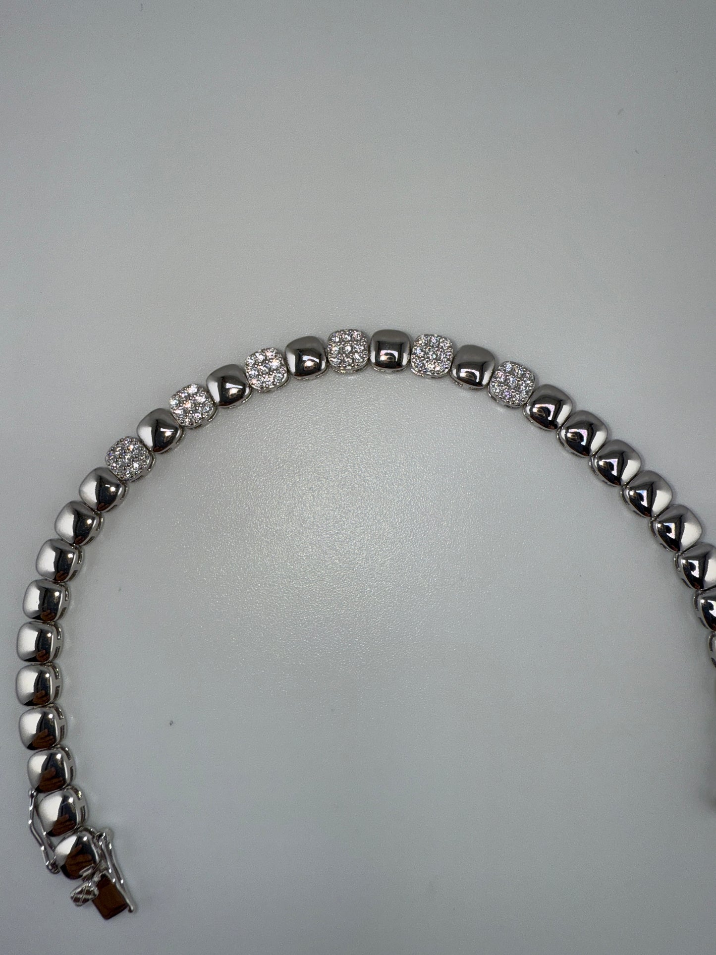 Sterling Silver, Polished and Zirconia Square Bracelet