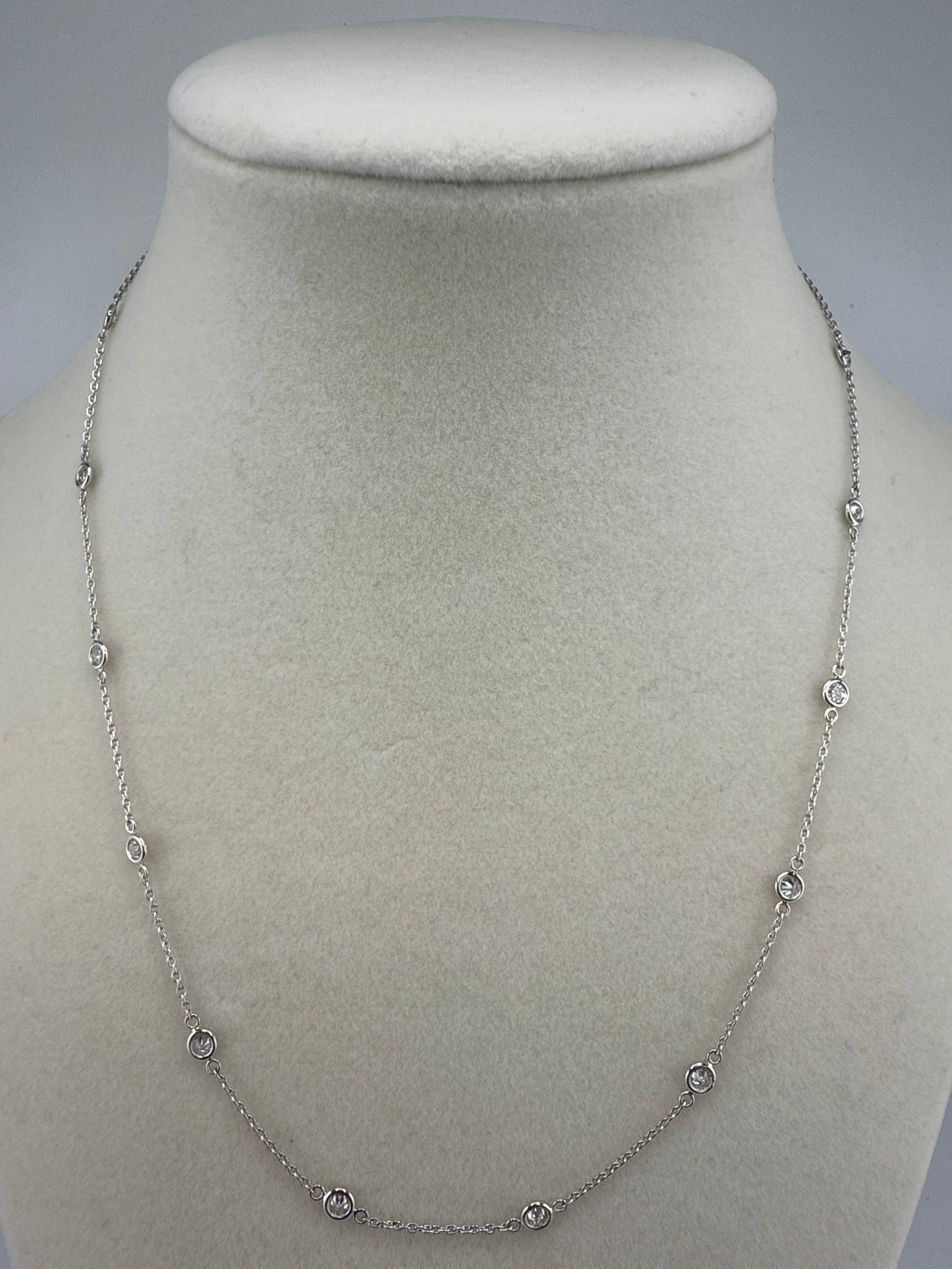 14k White Gold Chain with 1ct in Diamond, 18inches