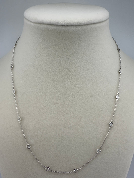 14k White Gold Chain with 1ct in Diamond, 18inches