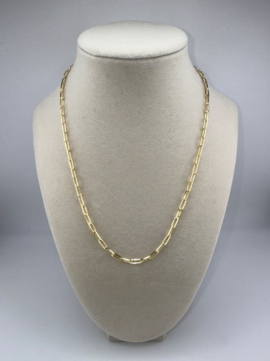 Sterling Silver 18inch 3mm Paper Clip Chain - Gold Plated