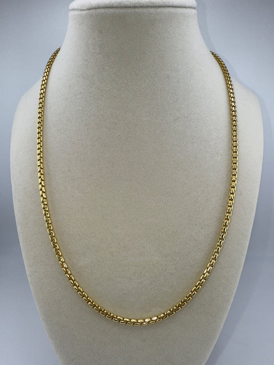 Sterling Silver 3mm Round Box Chain - Gold Plated