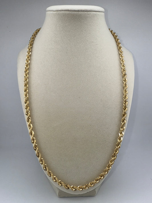 hollow rope chain | diamond cut | 14k gold | 4.50 mm width | 23 inches length
